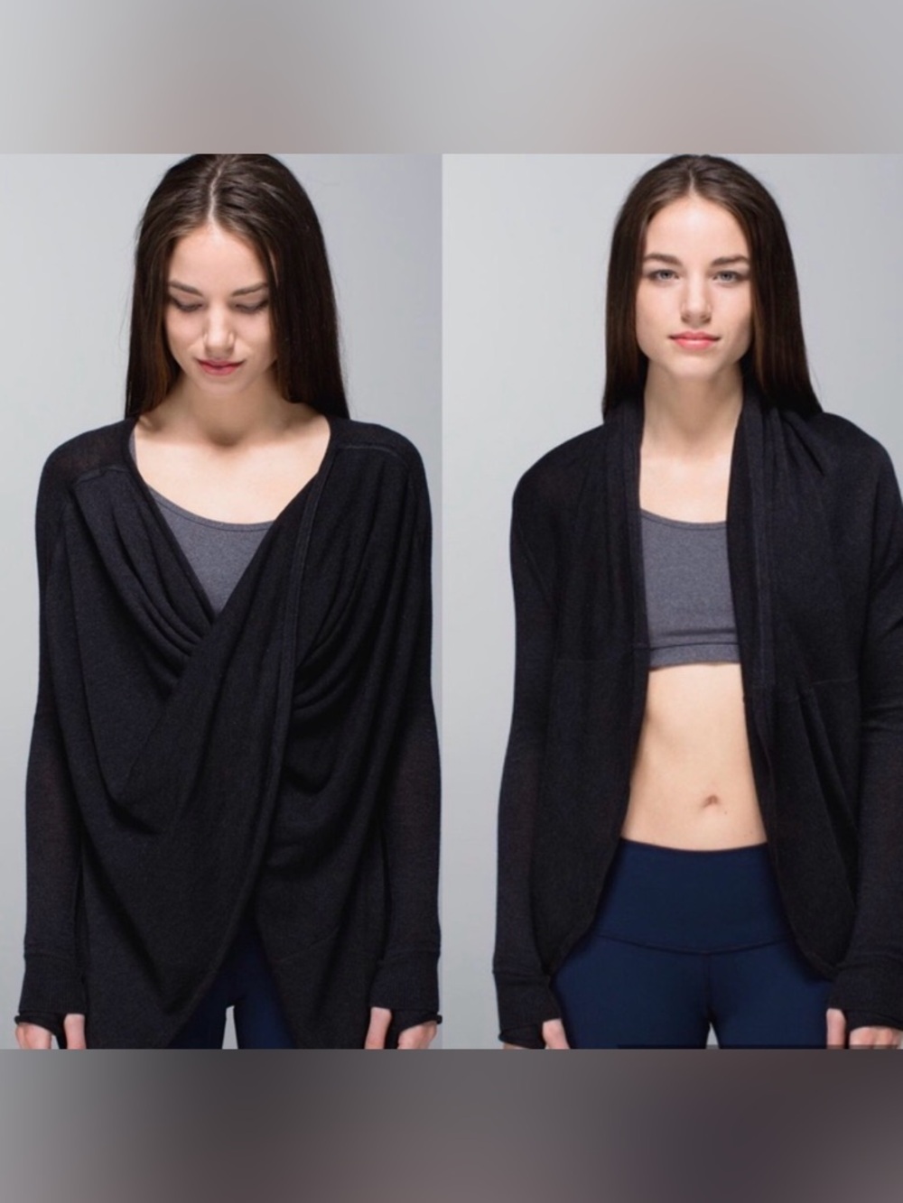 Lululemon Iconic Twist & Wrap Sweater - Heathered Black / Gray - Size 10 cozy